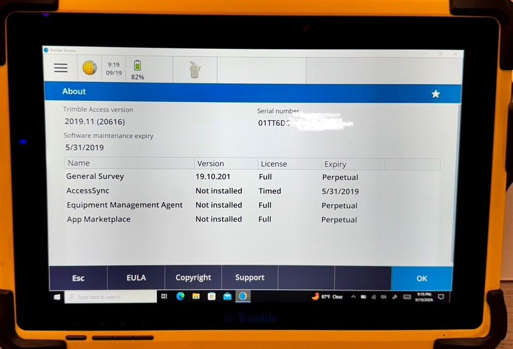 Trimble T10 Tablet 2.4GHz Radio and Trimble Access 2019.11 GNSS GPS S5 S6 S7 S8