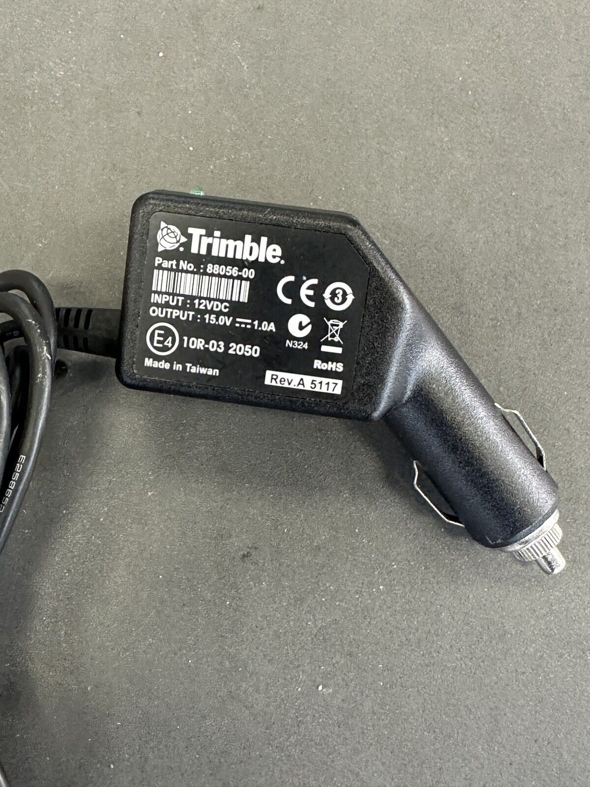 Trimble 15V 1A Vehicle Charger for Geo 6000 and Geo 7x P/N: 88056-00