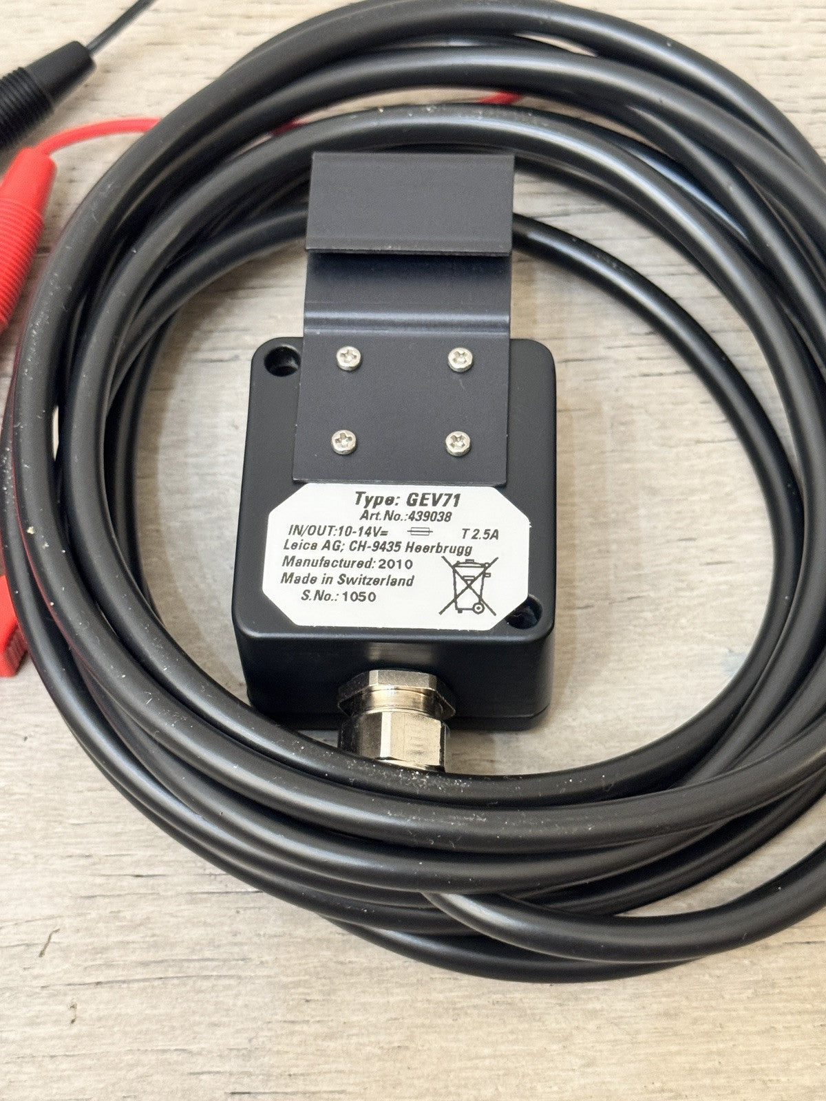Leica GEV71 Car Battery Cable w/ Alligator Clips P/N: 439038